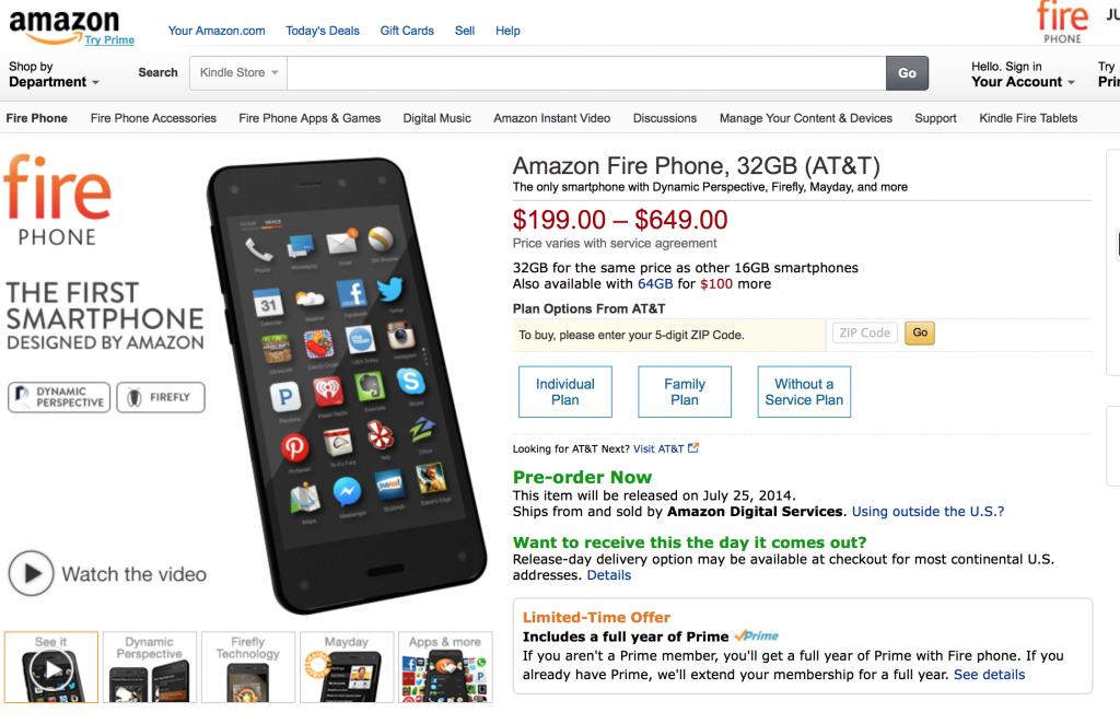 Amazon Fire Phone, 32GB (AT&T)